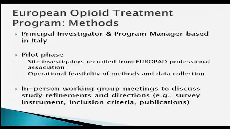 Radars system collaboration European opioid treatment program goals and data