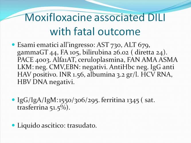 Tossicità epatica da moxifloxacina: descrizione di un caso clinico con esito fatale