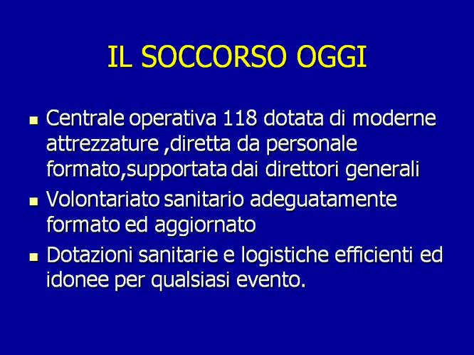 Lezione magistrale evoluzione del sistema di soccorso in Italia