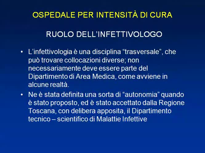 La figura dell infettivologo nella nuova organizzazione dell ospedale per intensità di cure