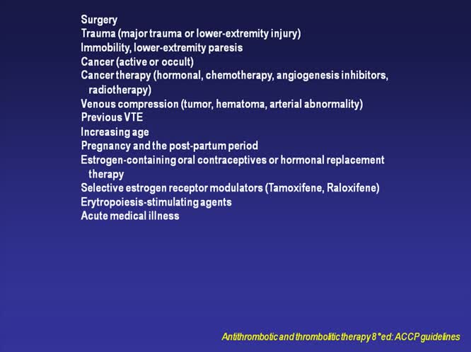 Il rischio tromboembolico in chirurgia ortopedica