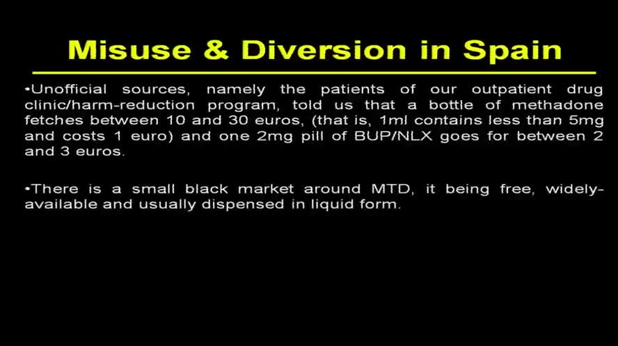 Agonist Opioid Treatment is it misuse or diversion in Spain