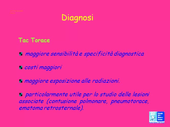Trauma isolato dello sterno