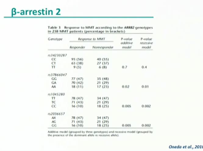 Pharmacodynamic genetic variability and response to methadone maintenance treatment