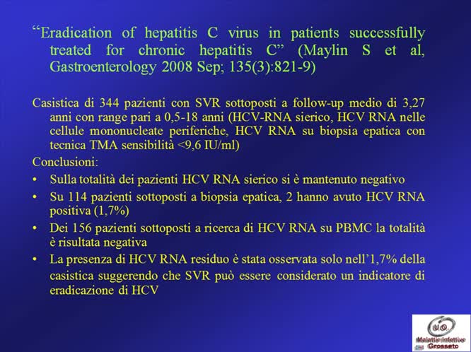 Il follow-up del paziente HCV Guarito