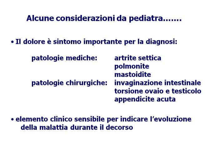 Valutazione e trattamento del dolore in urgenza-emergenza pediatrica