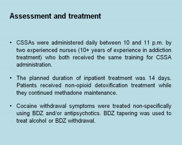 Psychometric properties of the CSSA in cocaine-dependent methadone-maintained patients