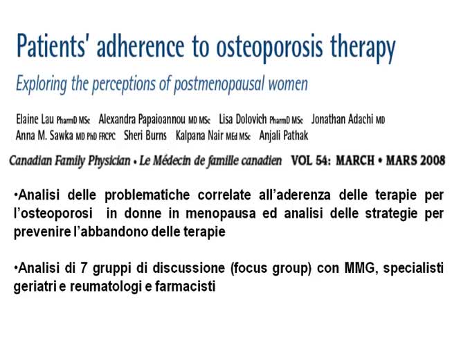 Aderenza al trattamento dell osteoporosi