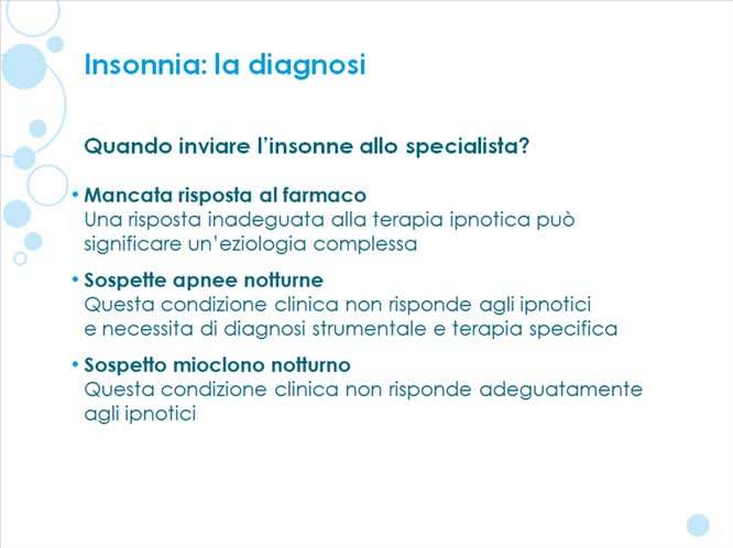L'insonnia nell' ambulatorio del medico di medicina