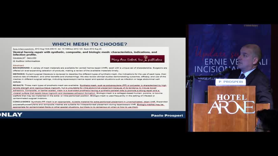 Tecnica open onlay con mesh sintetico sintetico riassorbibile o biologico