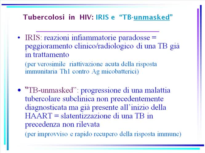 Tubercolosi in HIV ricapitolando