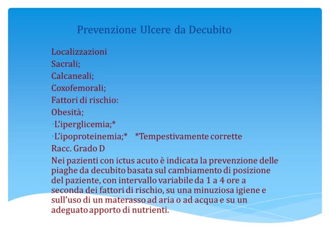 Ictus acuto: monitoraggio e complicanze nella fase acuta