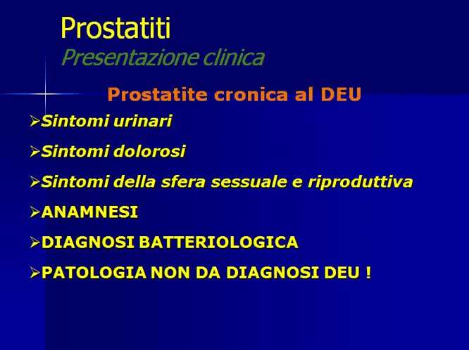 La prostatite nel DEU quando sospettarla e come trattarla